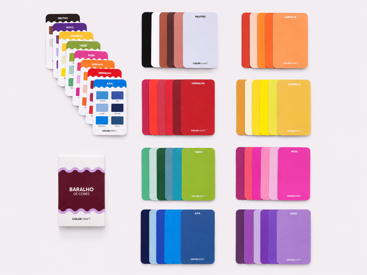 Baralho de Cores Color Craft com 55 cards de cores para treinar o olhar