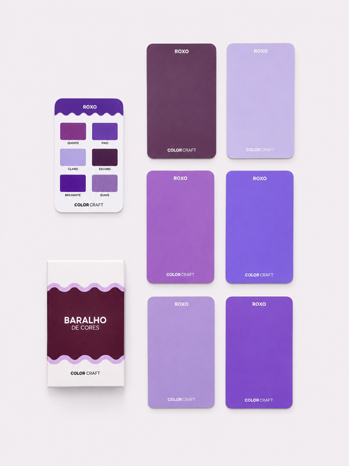 Cards do Baralho de Cores Color Craft organizados por família de cor