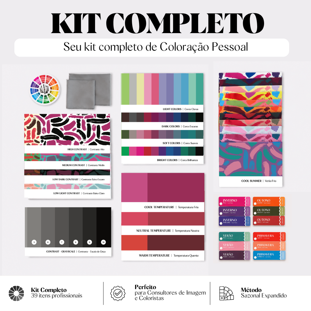 Kit Análise Coloração Pessoal Completo  • 39 Itens Profissionais