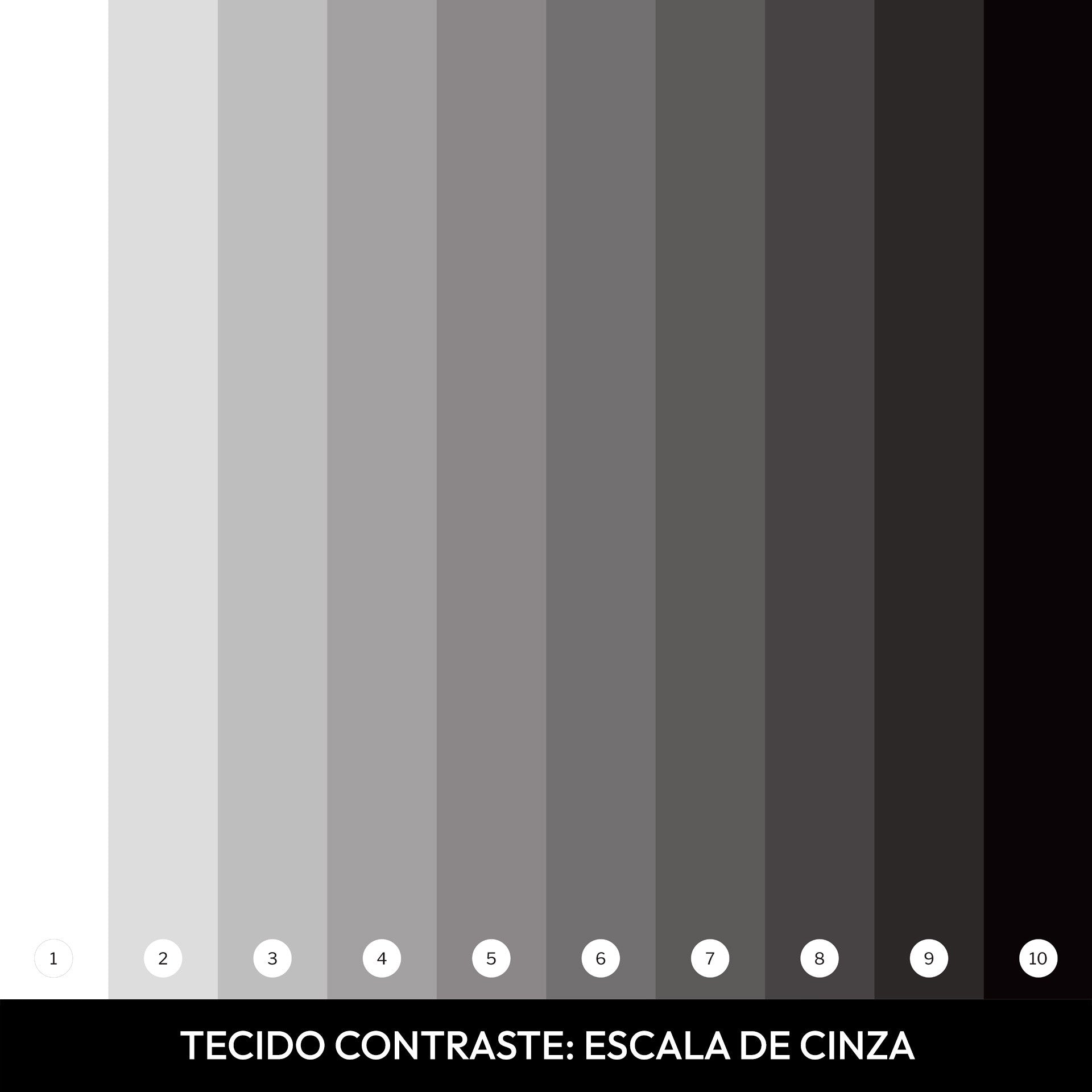 Tecido Contraste Escala de Cinza Color Craft pra análise de contraste no teste de coloração