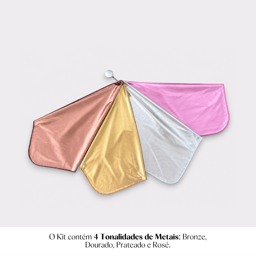 Kit de Tecidos Metalizados Color Craft, prata, rose, bronze e dourado