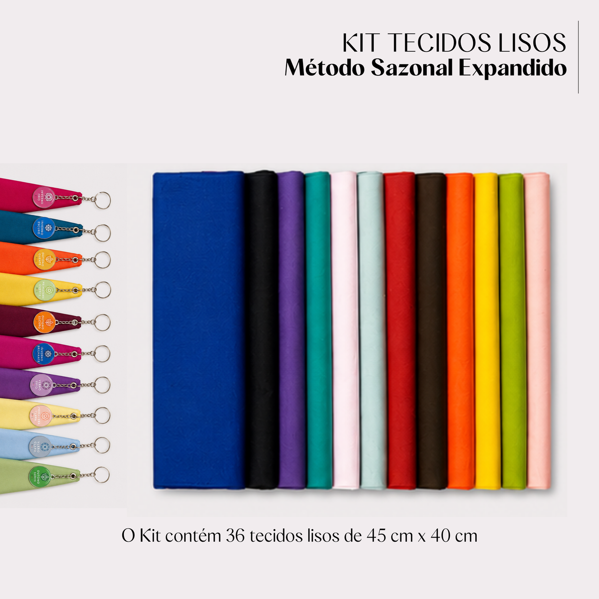 Kit Tecidos Lisos Color Craft, 36 tecidos das 12 cartelas do Método Sazonal