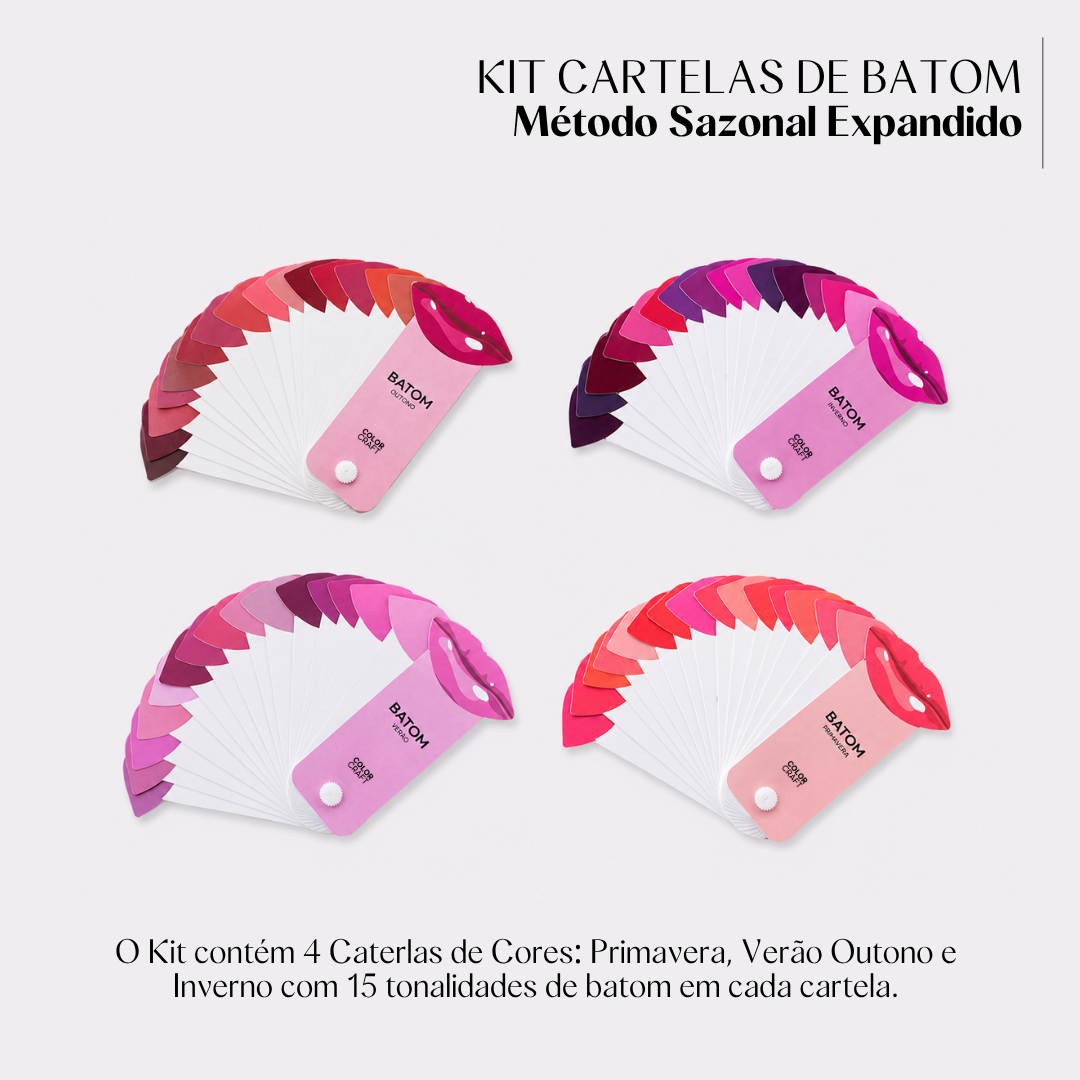 Kit Cartelas de Batom Color Craft, as 4 cartelas do Método Sazonal Expandido